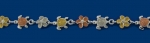 Tri-color 6mm Plumeria with Clear CZ +Turtle Bracelet