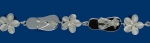 10mm Plumeria with Clear CZ & Slipper with High Polish Finish Links Bracelet