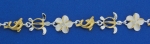 Yellow Gold Plated Honu(Turtle) Plumeria with Clear CZ and Dolphin Links Anklet