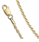 925 Sterling Silver 1.0mm Rope Chain with 14K Yellow Gold Plated
