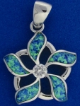 5 Opal CZ Plumeria Cut Out Pendant