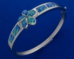 SOB 18mm Plumeria+4 Opal Bangle