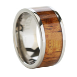 Hawaiian Jewelry 10mm Koa wood Inlaid Titianium Wedding Ring