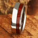 Hawaiian Jewelry 6mm Koa wood Inlaid Titianium Polished Ring