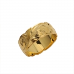 8mm 14K Yellow Gold Plated Scrolling Cut Out Edge Ring