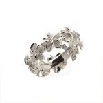 Plumeria(8mm) Lei Rhodium Finish Ring (L)