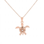 8mm CZ Plumeria Honu PG Plated Pendant