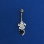 Heart & 10mm Flower Belly Ring