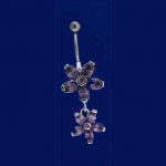 2 CZ star Belly Ring