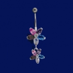 2 CZ star Belly Ring