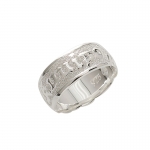Sterling Silver Custom-made Ring Plumeria King Scroll Raise Letter Cut Out Edge Ring (Heavy 1.75)