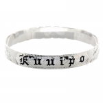 Sterling Silver Custom-made King Scroll Black Enamel Letter Cut Out Edge Bangle (Heavy 1.75)