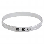 Sterling Silver Custom-made King Scroll Black Enamel Raise Letter Cut Out Edge Bangle (Heavy 1.75)