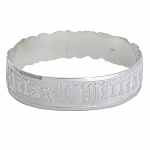 Sterling Silver Custom-made Queen Scroll Raise Letter Heart Shape Cut Out Edge Bangle (Extra Heavy 2.0)