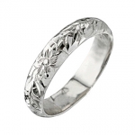 14K White Gold Plumeria Maile Ring(Barrel 1.5mm)