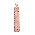 14K Pink Gold Plumeria Raise Lettering Diamond Cut Vertical Pendant