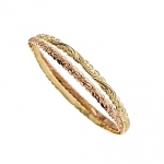 14K YG/PG 2 in 1, 4mm Plumeria and Queen Scroll Cut Out Edge Bangle(Thickness 1.2mm)