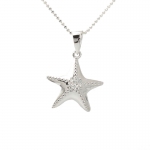 High Polish Starfish with 1 CZ Pendant