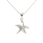 High Polish Starfish with 1 CZ Pendant