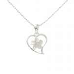 Small Heart Plumeria Sandblast Finish Pendant