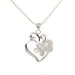 10mm Plumeria Leave Heart Pendant