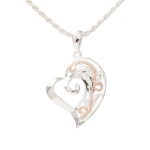 14K Pink Gold Plated Heart See Through Scrolling Pendant