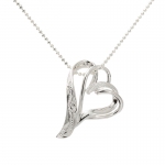 One Tone Floating Engraving double heart Pendant