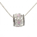 Barrel w/ Black Border w/ 10mm Plumeria Pink CZ