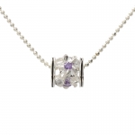 Cubic Plumeria with Purple CZ Black Border Pendant(M)