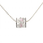 Cubic Plumeria with Pink CZ Black Border Pendant(M)