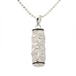 Plumeria Scrolling Black Border Tube Pendant