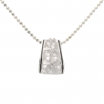 Three Plumeria with Clear CZ /Black Enamel Long Barrel Pendant