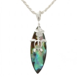 Abalone Shell Surfboard Pendant (Plumeria and Honu)