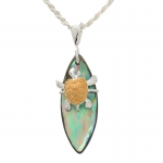 Turtle Abalone Shell Surfboard Pendant Two Tone