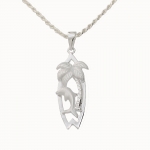 Dolphin Palm Tree Surfboard Pendant