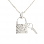 Lock Key CZ Scroll Pendant