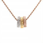 Tri-Color Three Ring Engraving Pendant