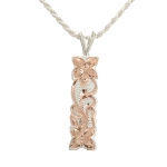Queen Scrolling 14K Pink Gold Plated Cut Out Vertical Pendant 8mm
