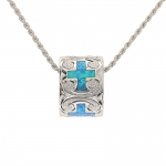 Scroll Barrel 4 Opal Cross Pendant