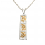 14K Yellow Gold Plated Two Tone Honu Dolphin Vertical Pendant 8mm