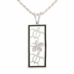 Honu Plumeria with Black Border Vertical Pendant