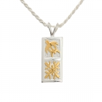 Two Tone Honu Quilt Two Block Vertical Pendant 10mm