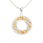 14K Yellow Gold Plated See Through Scrolling Circle Pendant