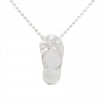 One Plumeria Clear CZ/Plain Slipper Pendant