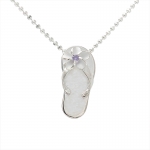 One Plumeria Purple CZ/Plain Slipper Pendant