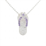 Plumeria/11 Purple CZ/Scrolling Slipper Pendant