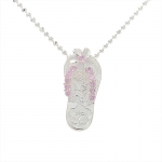 Plumeria/11 Pink CZ/Scrolling Slipper Pendant