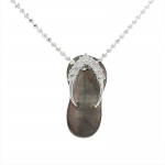 Seven Clear CZ/Dark Blue Shell Slipper Pendant