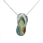 Seven Clear CZ/Abalone Shell Slipper Pendant