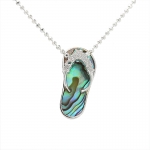 Hawaiian Jewelry 5CZ/Abalone Shell Slipper Pendant